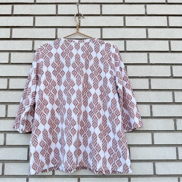 Pure J Jill Mauve Brown Ikat Print Top Knit Tunic Cotton - Picture 3 of 7